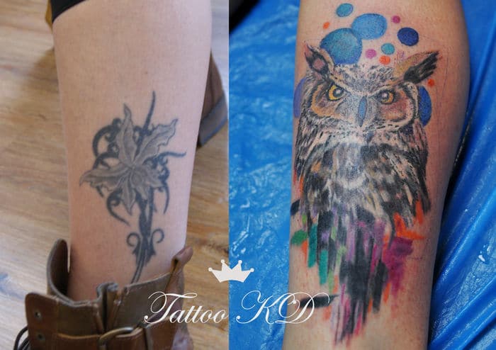 Tattoo KD Issum Cover-up Eule