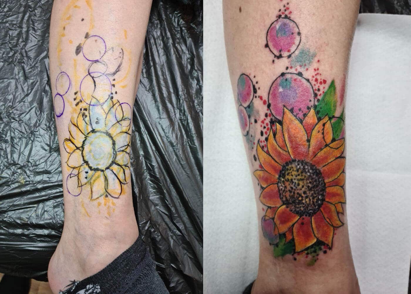 Tattoo KD Issum Cover-up Sonnenblume
